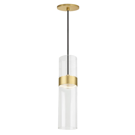 Manette Medium Pendant - Natural Brass Finish Clear Glass