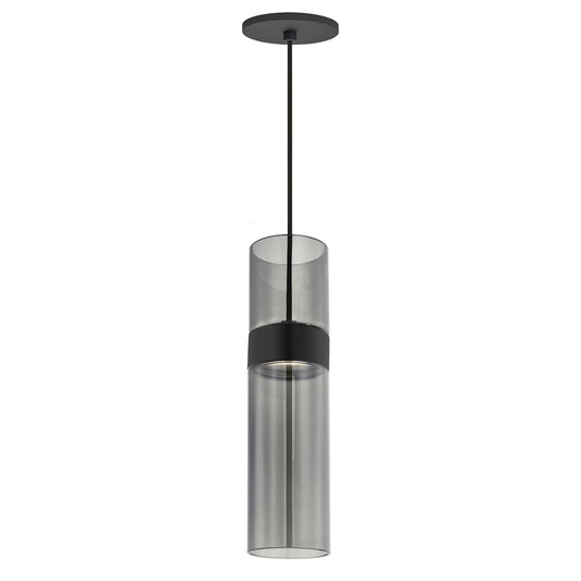 Manette Medium Pendant - Black Finish Transparent Smoke Glass