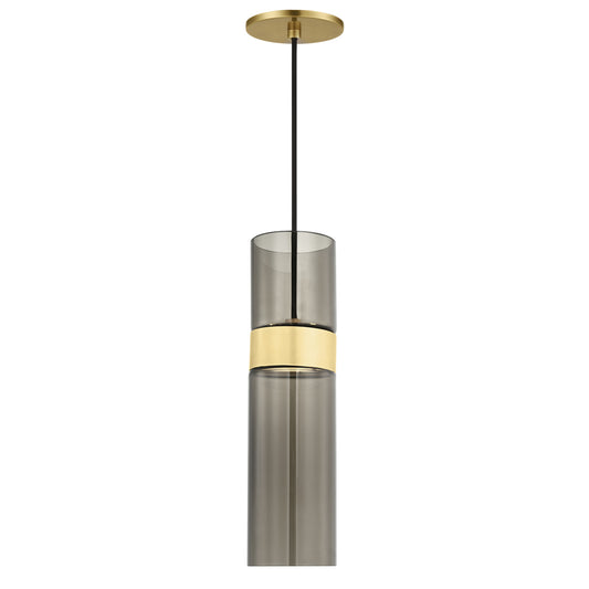 Manette Medium Pendant - Natural Brass Finish Transparent Smoke Glass