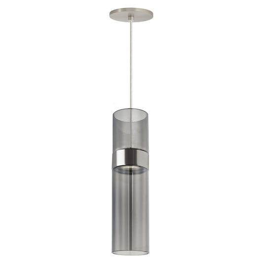 Manette Medium Pendant - Satin Nickel Finish Transparent Smoke Glass