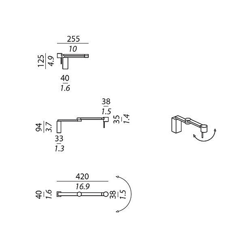 Manhattan Reading Swing Arm Wall Light - Diagram