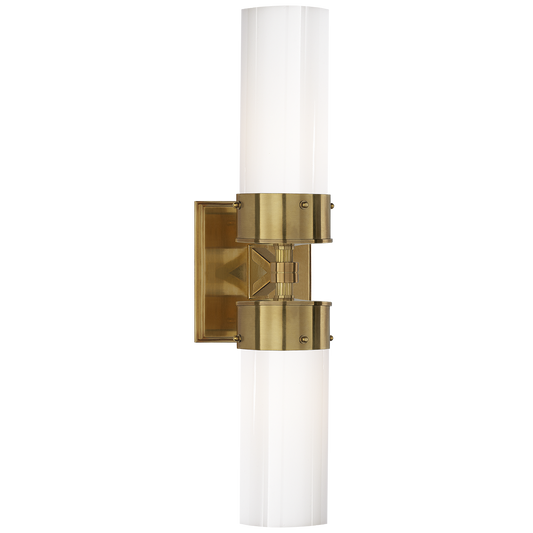 Marais Double Bath Sconce - Antique Brass/White Glass