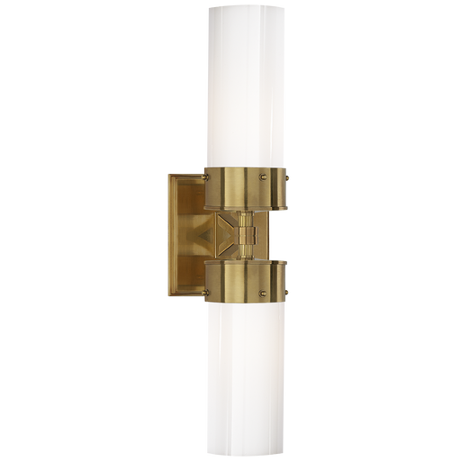 Marais Double Bath Sconce - Antique Brass/White Glass