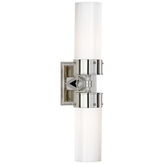 Marais Double Bath Sconce - Polished Nickel/White Glass