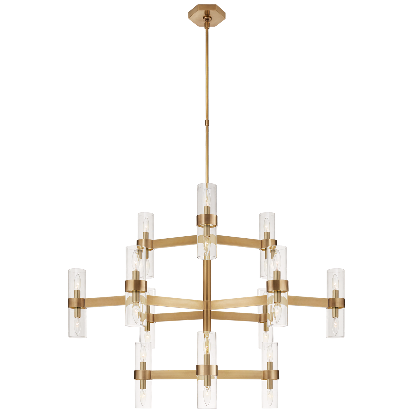 Margita Medium Chandelier - Hand Rubbed Antique Brass/Clear Glass