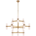 Load image into Gallery viewer, Margita Medium Chandelier - Hand Rubbed Antique Brass/White Glass
