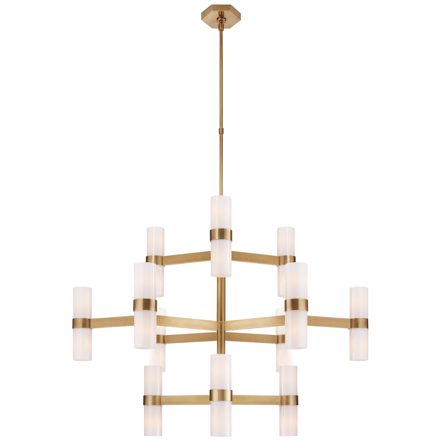 Margita Medium Chandelier - Hand Rubbed Antique Brass/White Glass