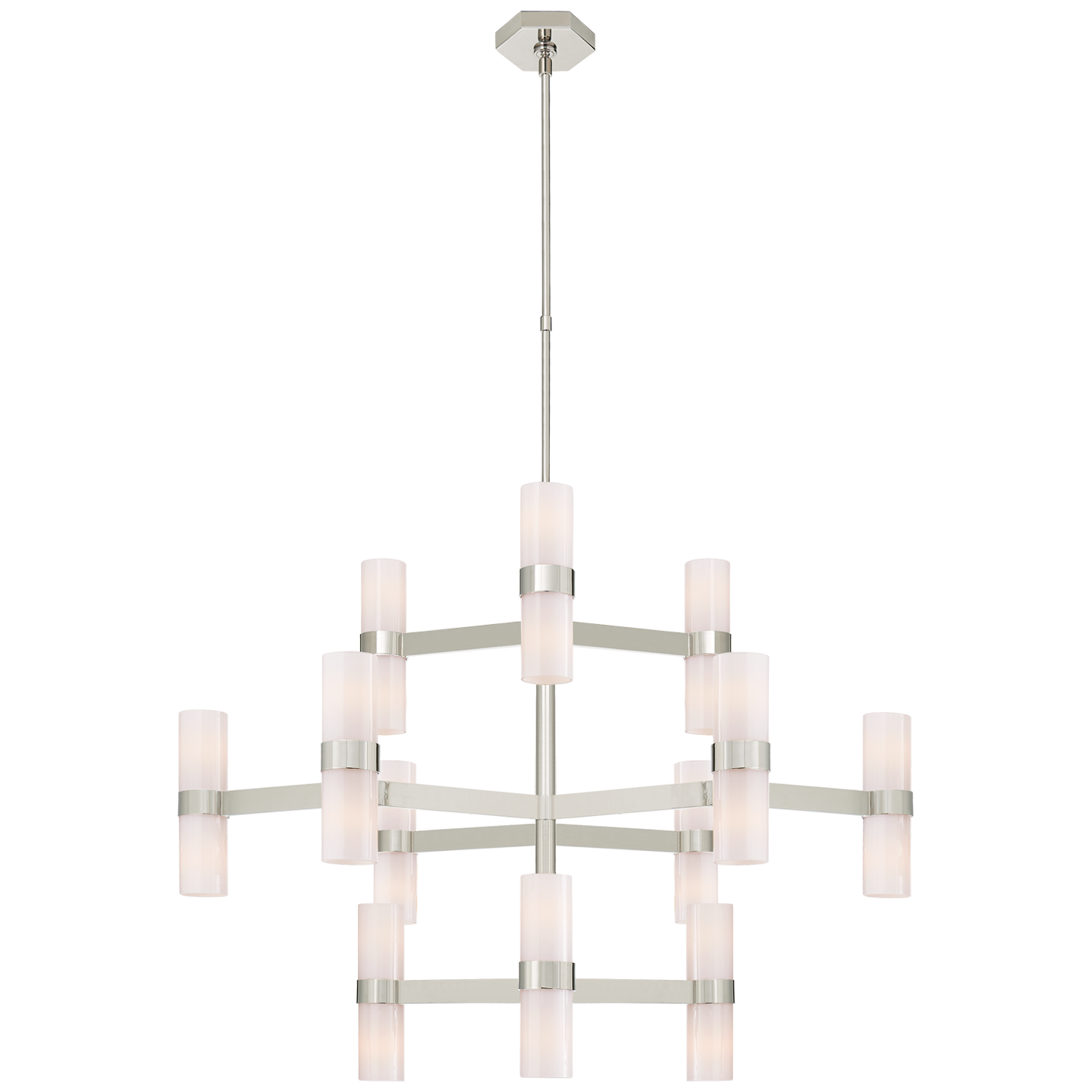 Margita Medium Chandelier Polished Nickel/White Glass