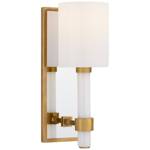 Maribelle Single Sconce - Hand-Rubbed Antique Brass Finish with a White Glass Shade