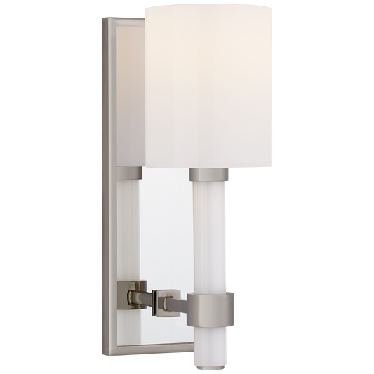 Maribelle Single Sconce - Polished NickelFinish with a White Glass Shade