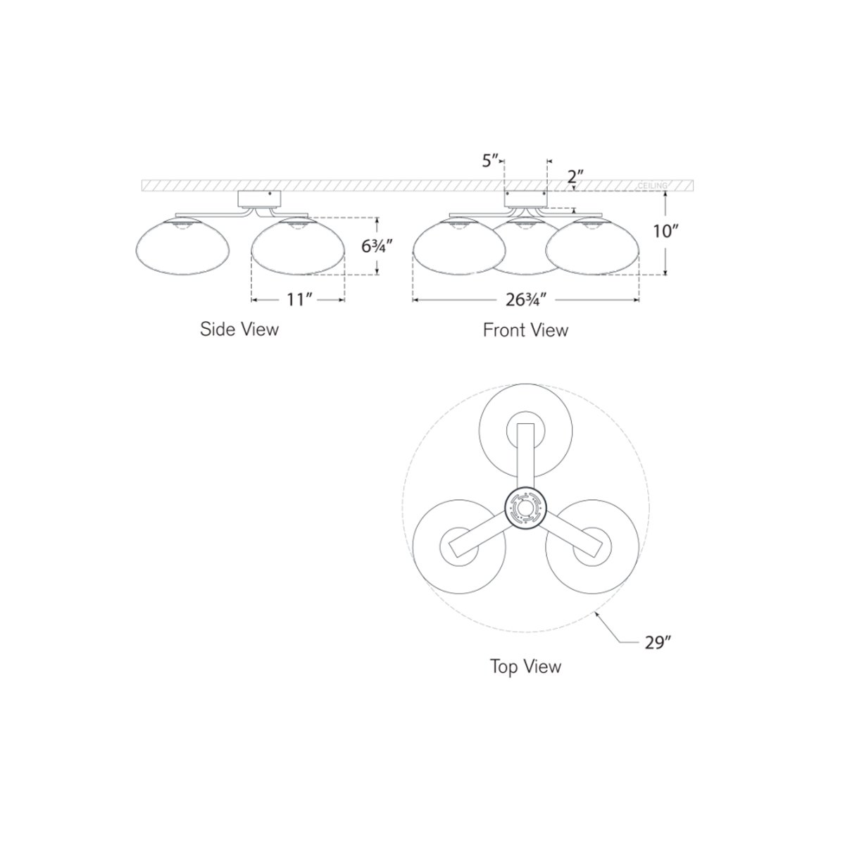 Marisol XL Triple Flush Mount - Diagram