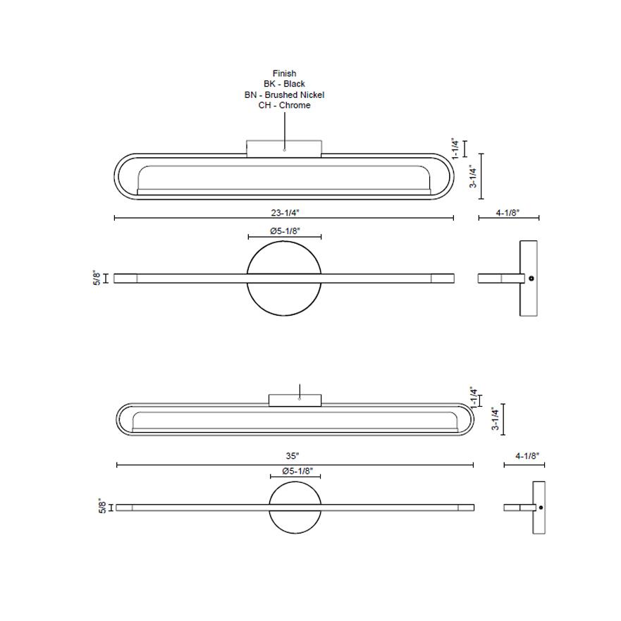 Marlon LED Bath Bar - Diagram