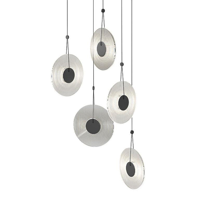 Meclisse 5 Light LED Pendant - Black Finish with Clear Glass