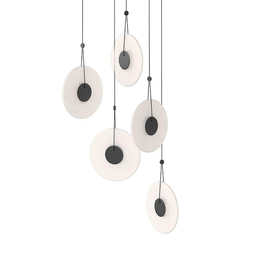Meclisse 5 Light LED Pendant - Black Finish with Etched Glass