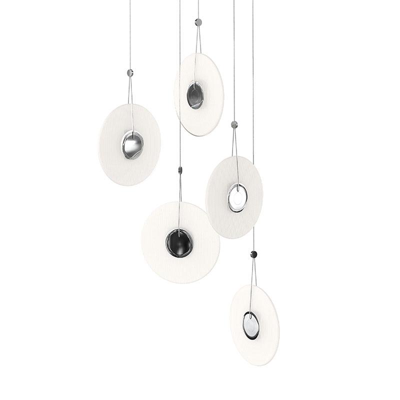 Meclisse 5 Light LED Pendant - Polished Chrome Finish with Etched Glass