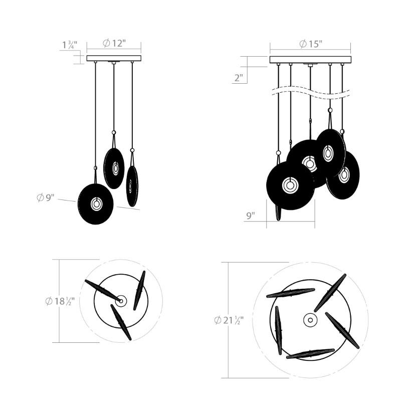 Meclisse Multi Light LED Pendant - Diagram