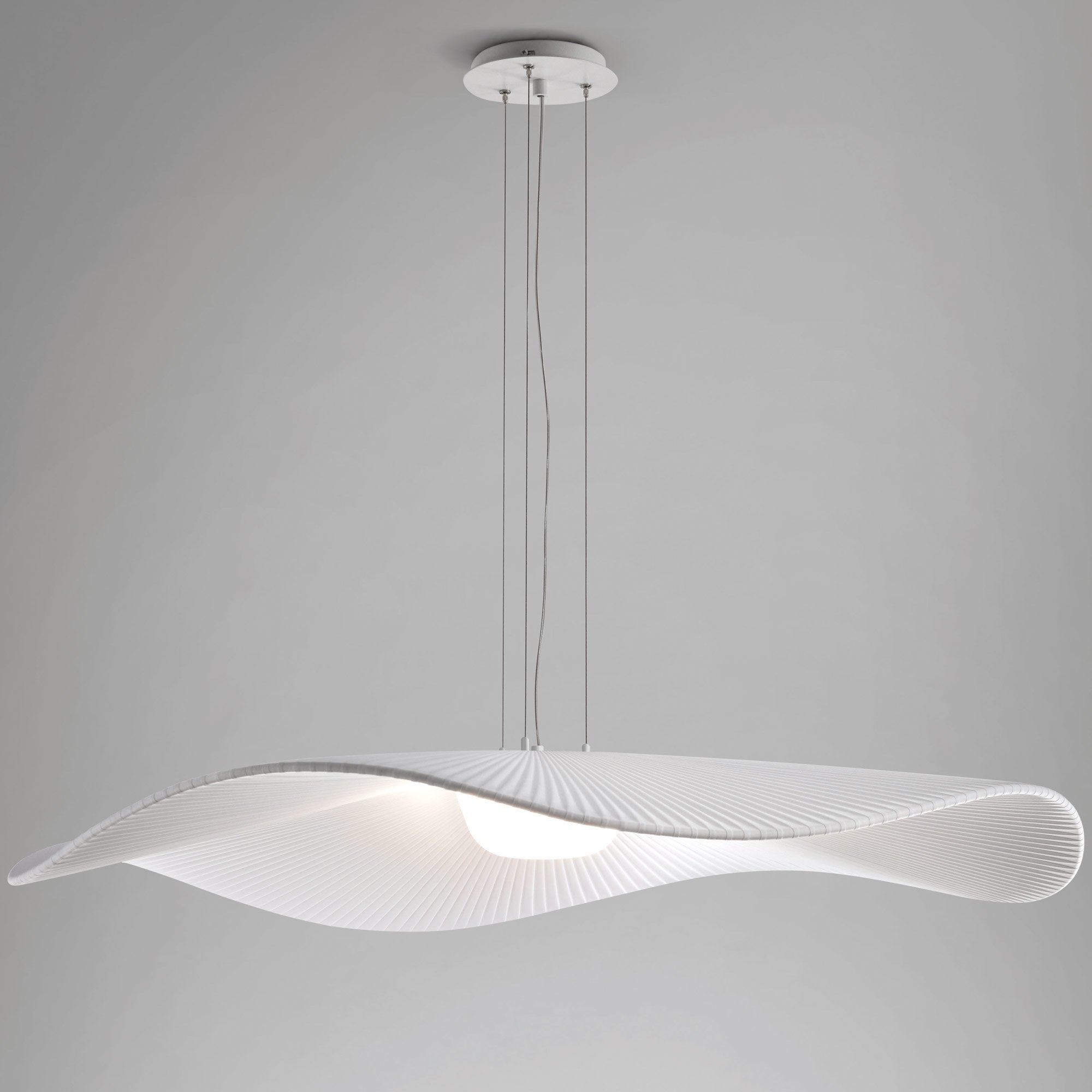 Mediterrania Small LED Pendant - White Ribbon Finish