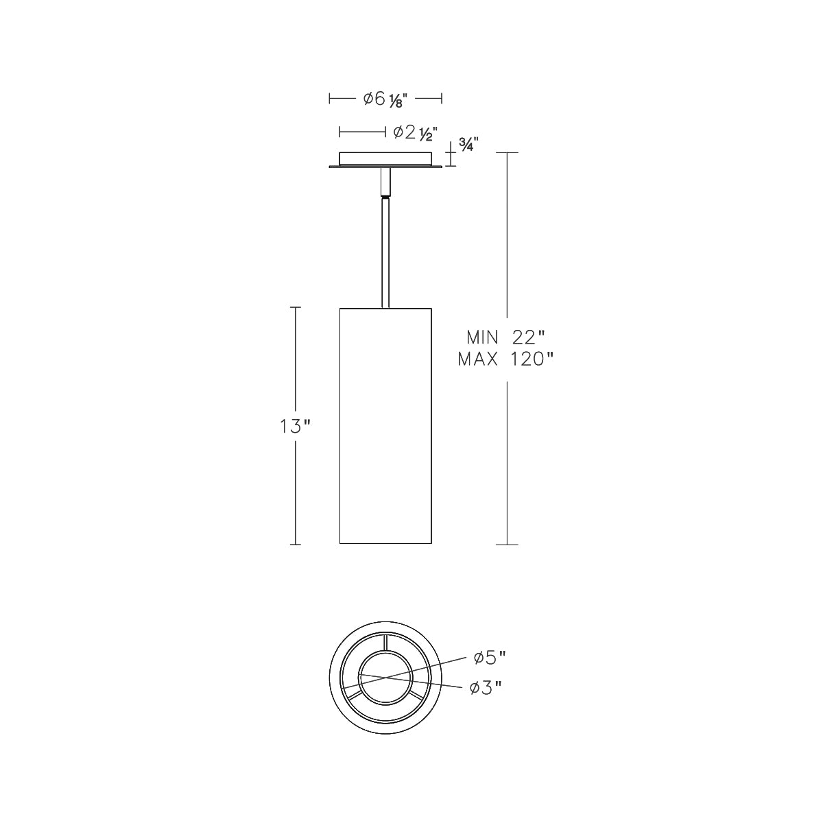 Metropolis Mini LED Pendant - Diagram