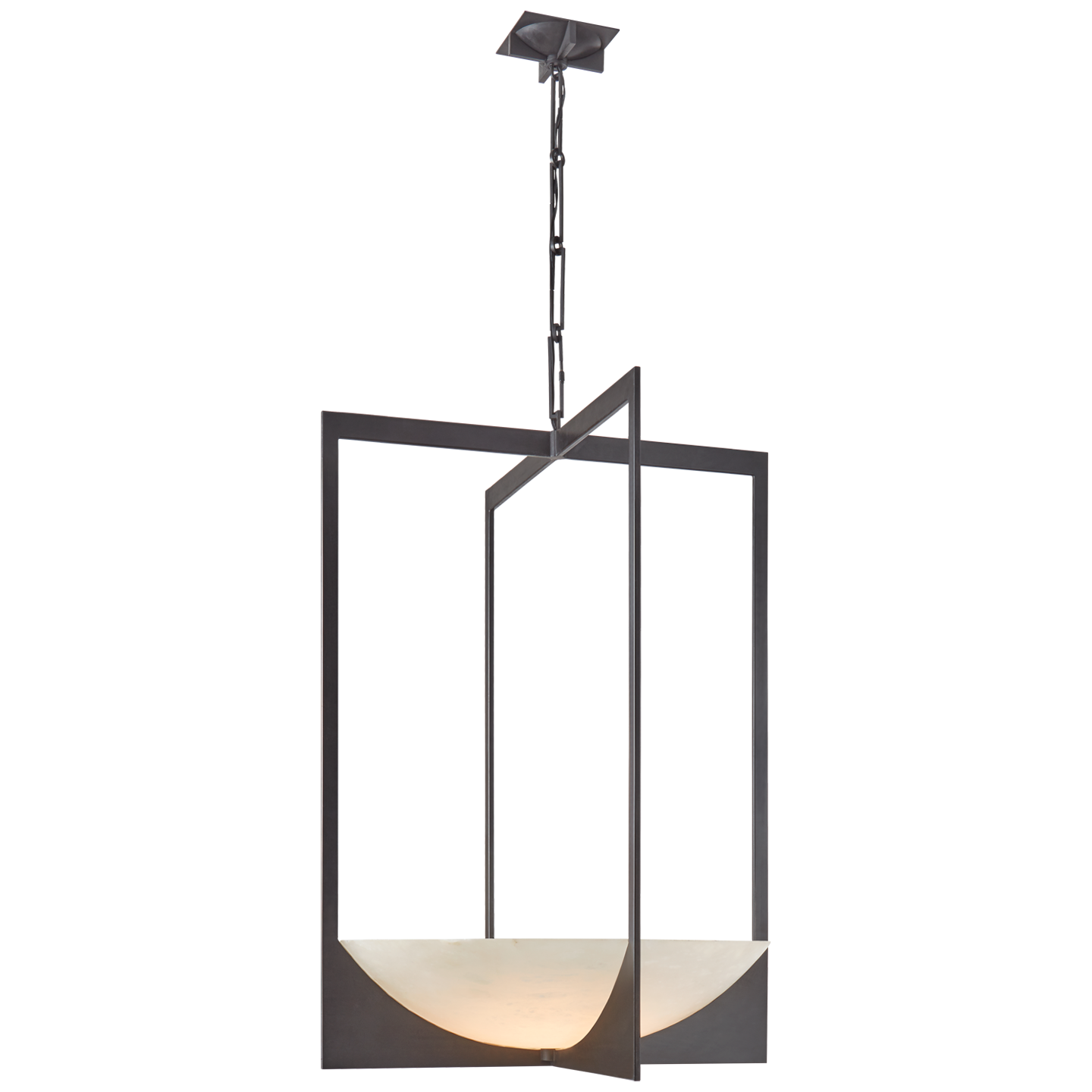 Michaela Large Wide Chandelier - Alabaster/Aged Iron Finish