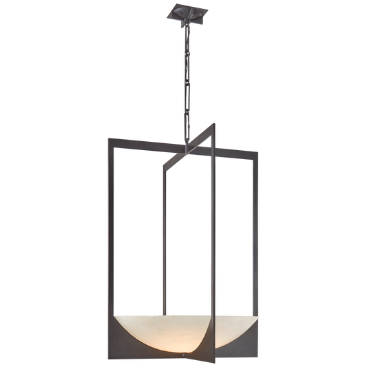 Michaela Large Wide Chandelier - Alabaster/Aged Iron Finish