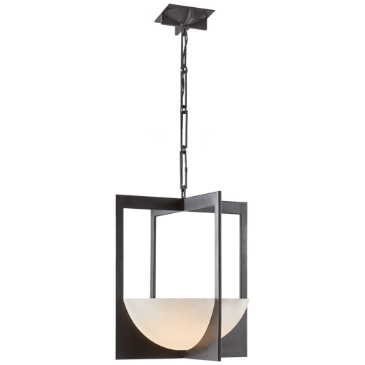 Michaela Small Wide Chandelier - Alabaster/Aged Iron Finish