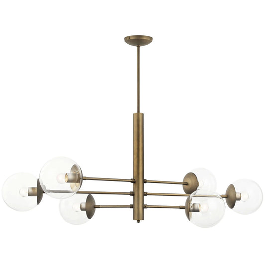 Mid-Century Linear Chandelier - Antique Brass