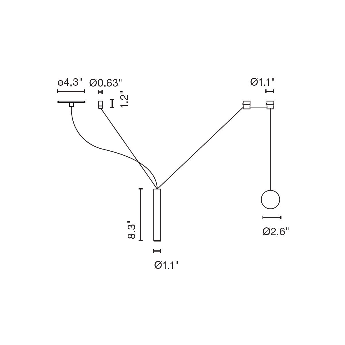 Milana Spotlight Counterweight Pendant - Diagram