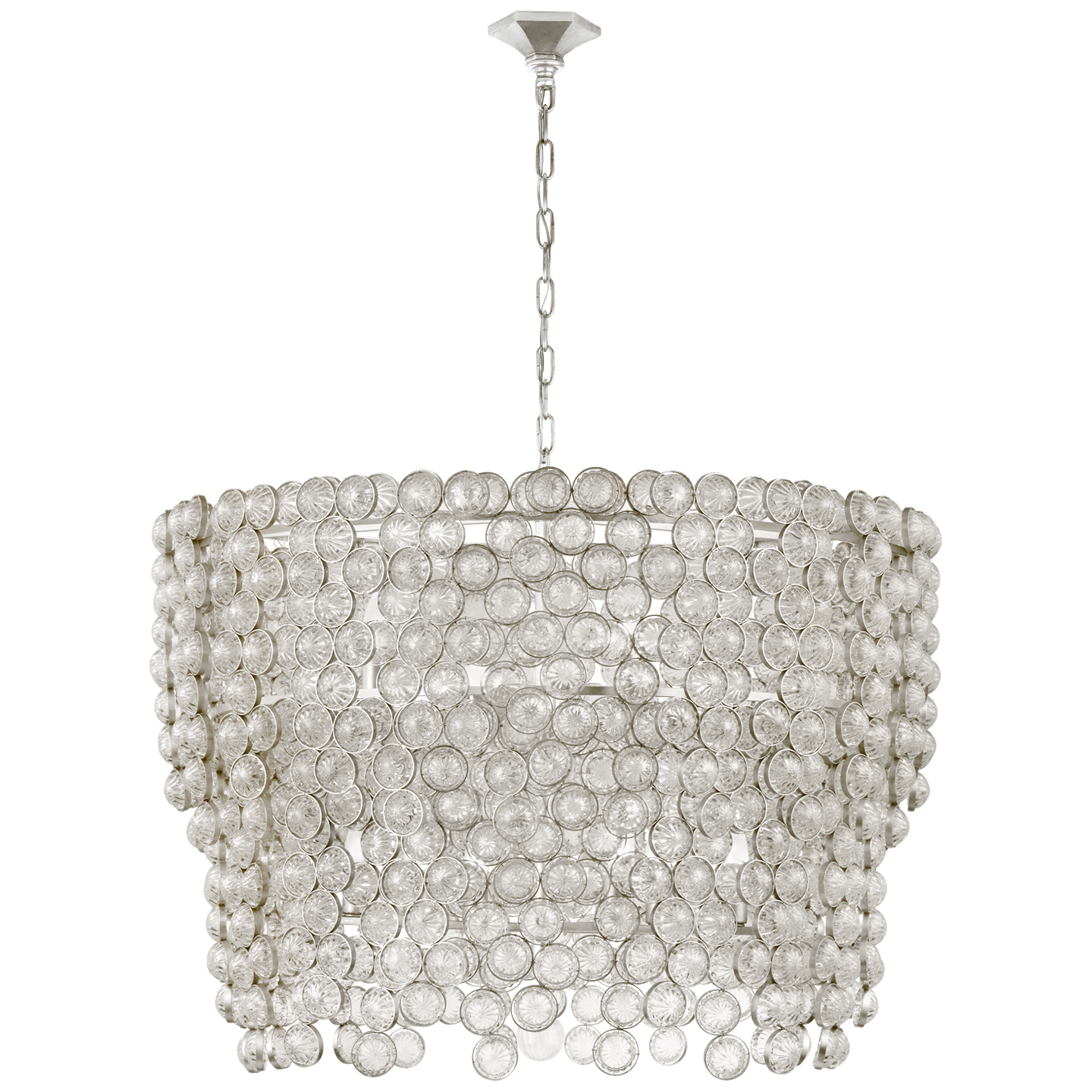 Milazzo Large Waterfall Chandelier - Burnished Silver Leaf with Crystals