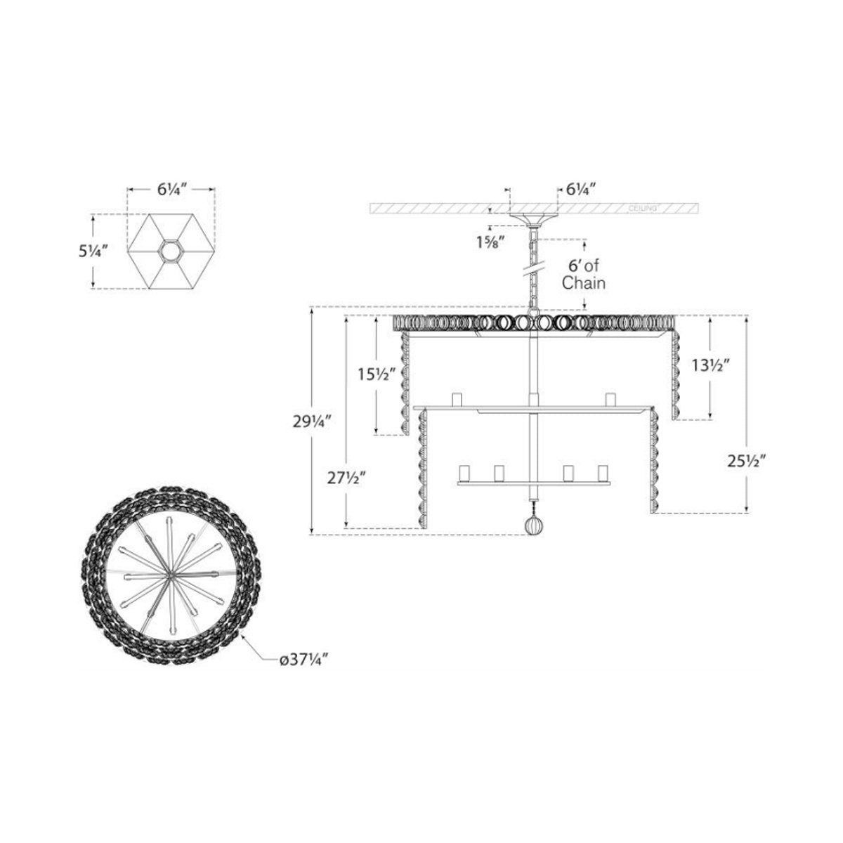 Milazzo Waterfall Chandelier - Diagram