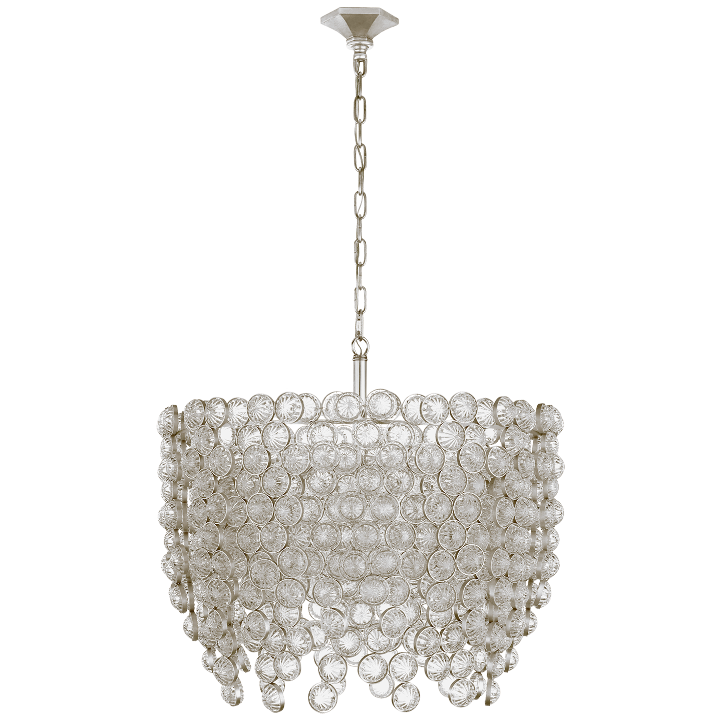 Milazzo Medium Waterfall Chandelier - Burnished Silver Leaf with Crystals