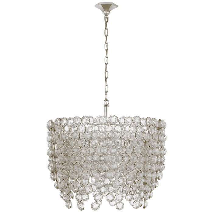 Milazzo Medium Waterfall Chandelier - Burnished Silver Leaf with Crystals