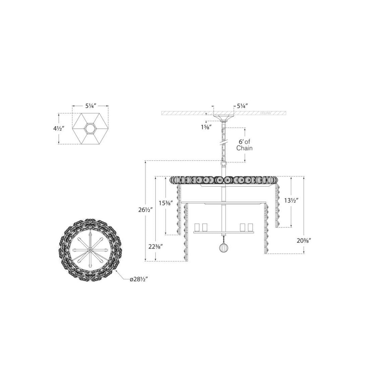 Milazzo Medium Waterfall Chandelier - Diagram