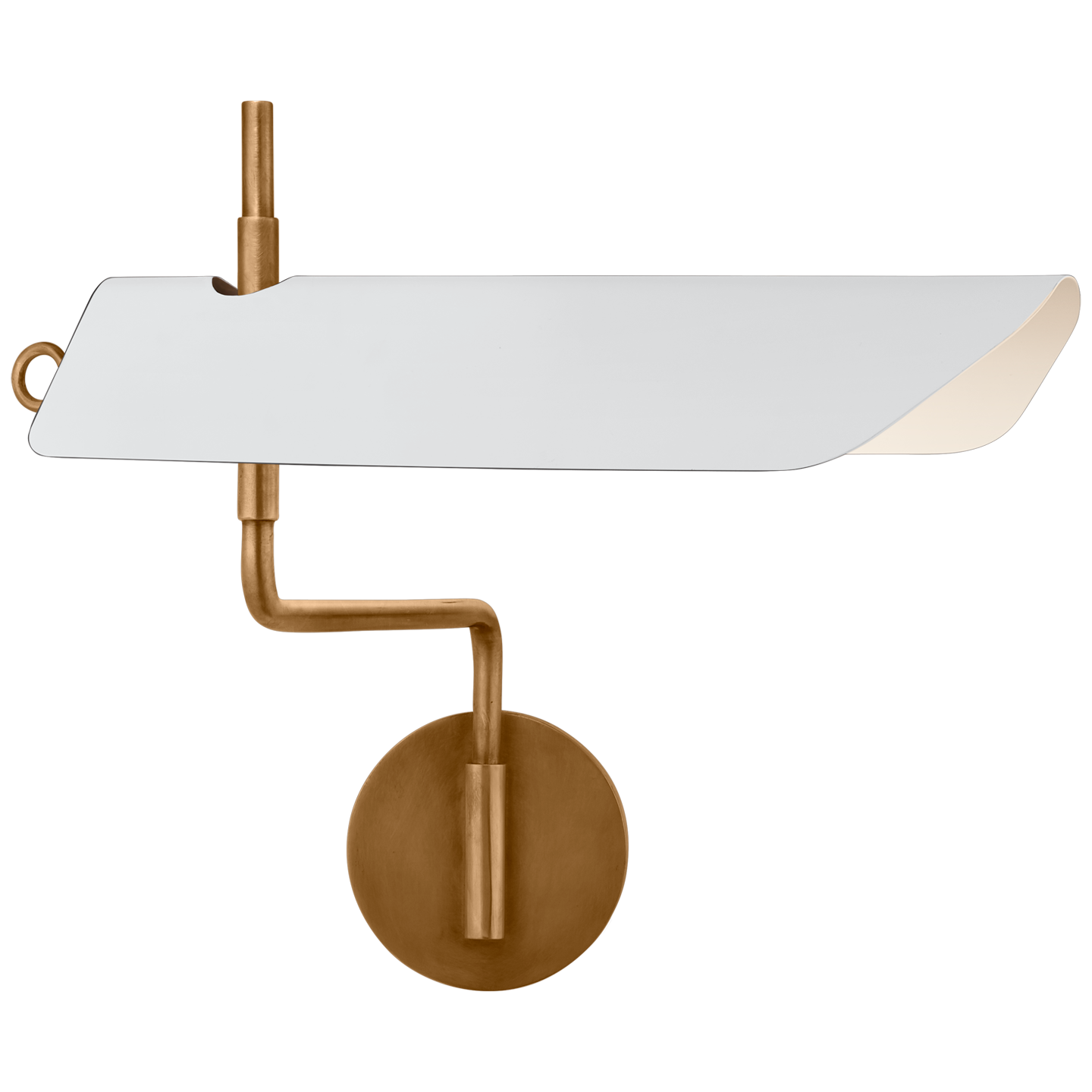 Miles Swing Arm Wall Light - Antique Burnished Brass/White Finish