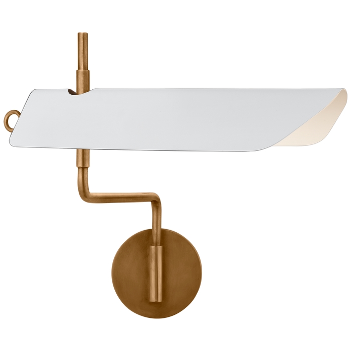 Miles Swing Arm Wall Light - Antique Burnished Brass/White Finish