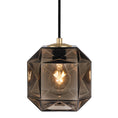 Load image into Gallery viewer, Mimo Cube Pendant - Brass Finish with Bronze Glass
