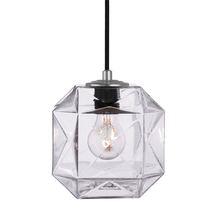 Mimo Cube Pendant - Gunmetal Finish with Clear Glass