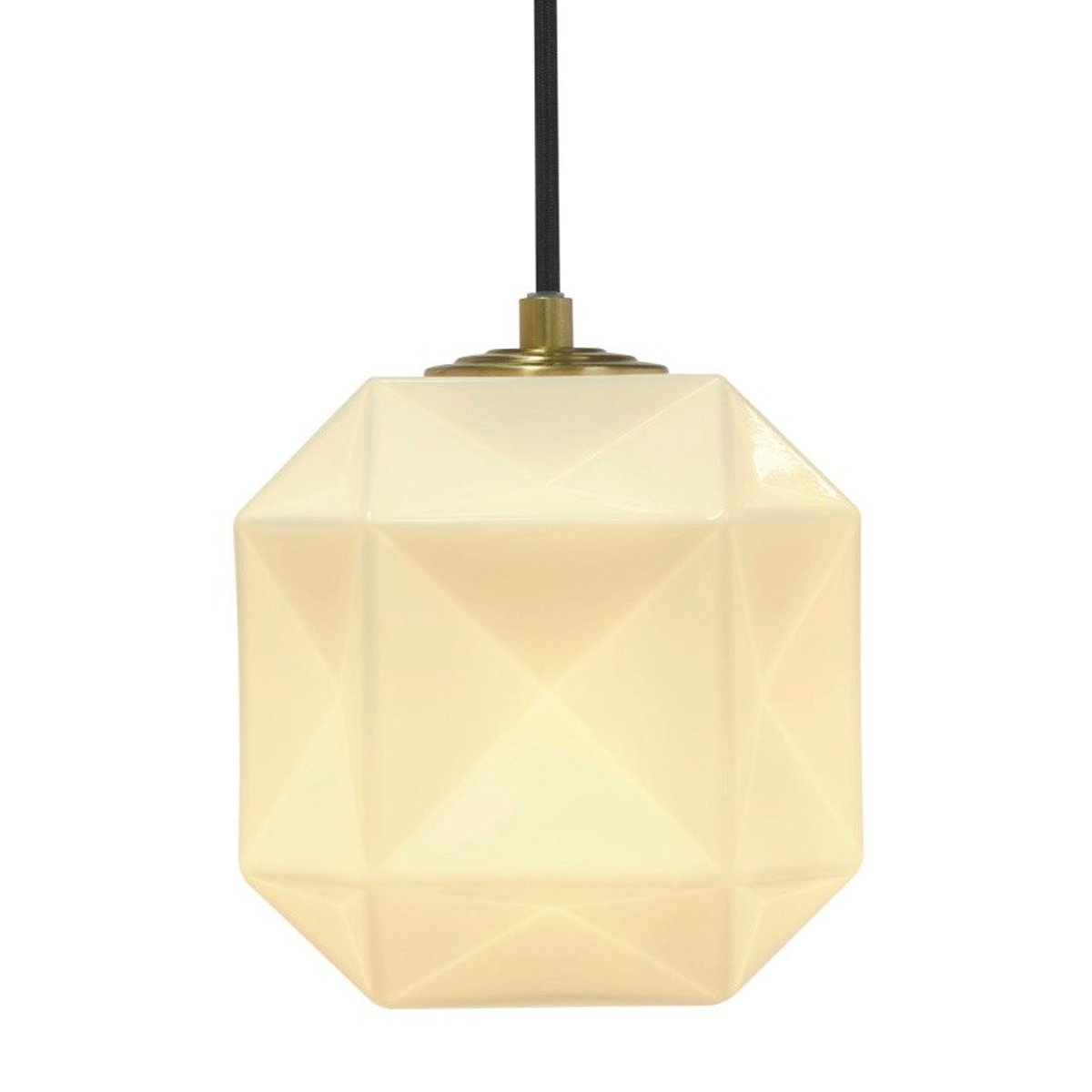 Mimo Cube Pendant - Brass Finish with White Glass