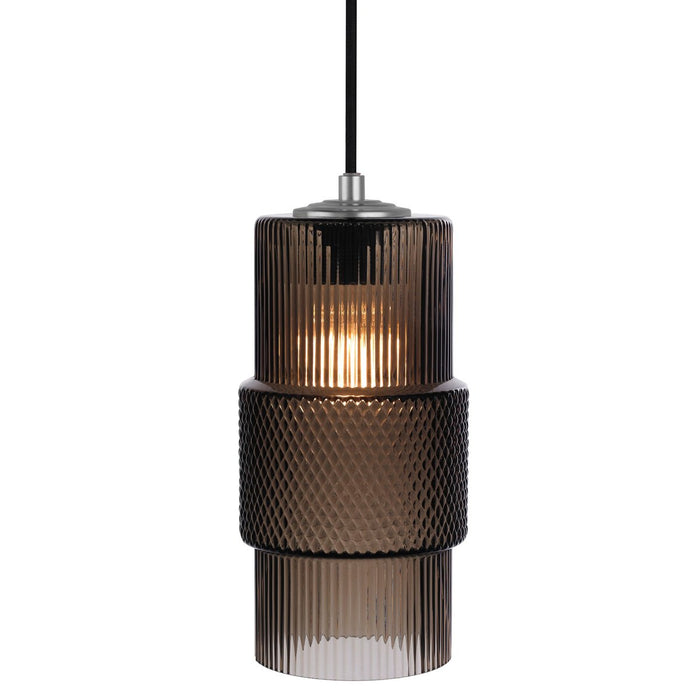 Mimo Cylinder Pendant - Gunmetal Finish with Bronze Glass