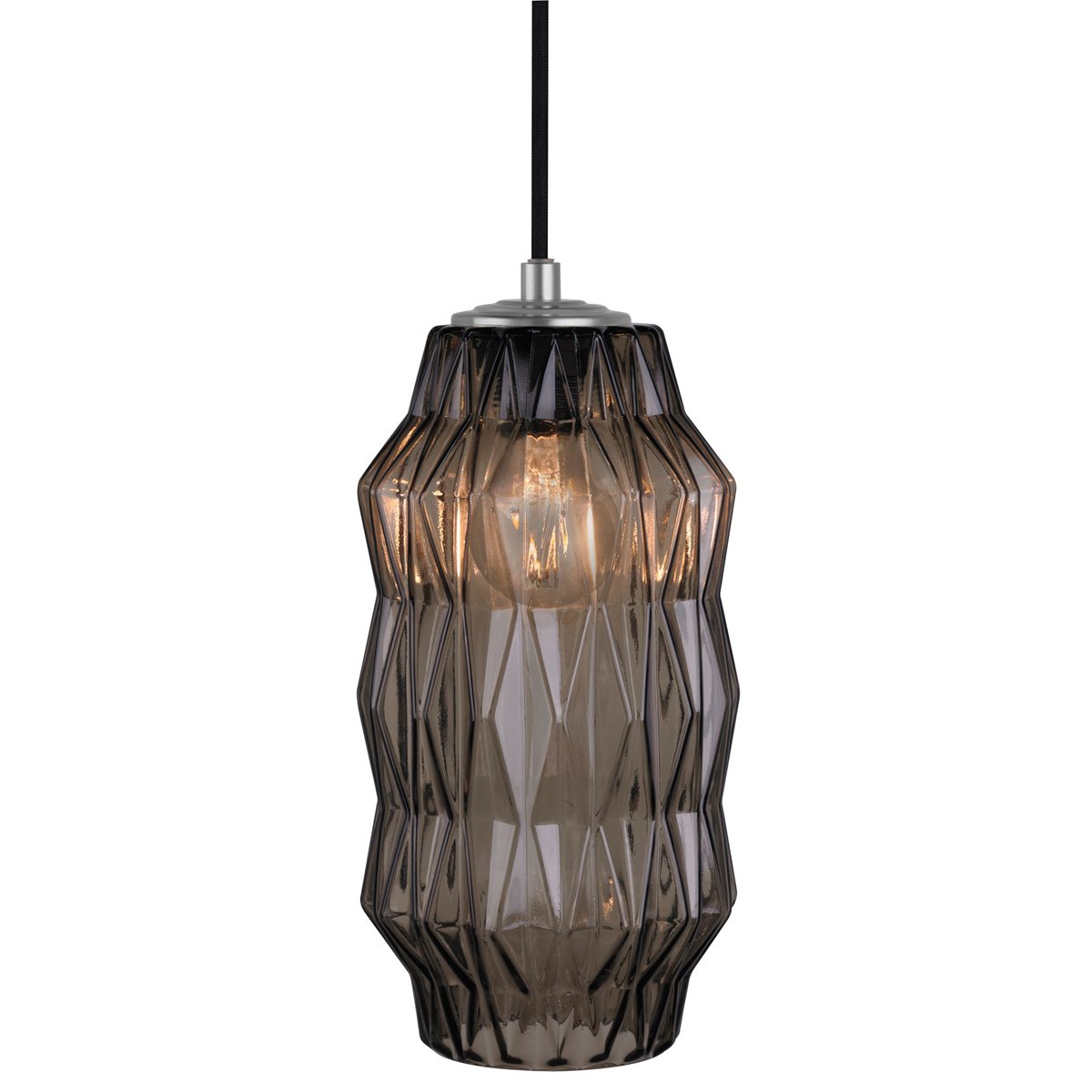 Mimo Faceted Pendant - Gunmetal Finish with Bronze Glass