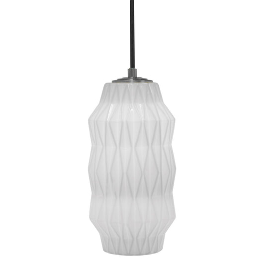 Mimo Faceted Pendant - Gunmetal Finish with White Glass