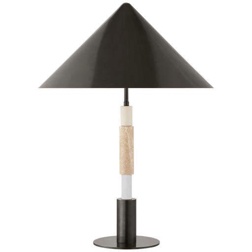 Mira Medium Stacked Table Lamp - Bronze & Travertine/Bronze Shade