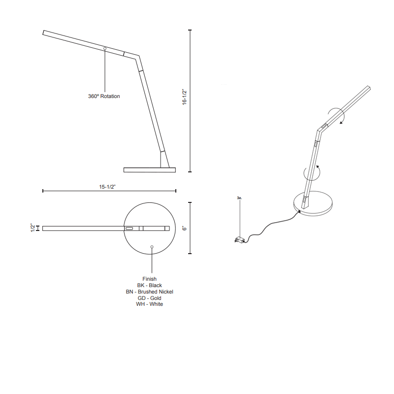 Miter LED Desk Lamp - Diagram