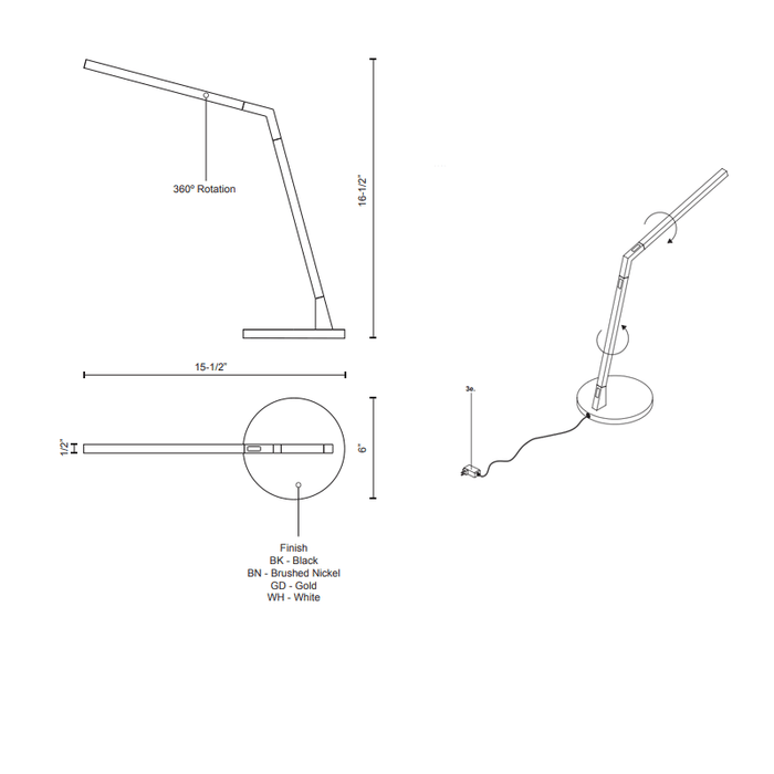 Miter LED Desk Lamp - Diagram