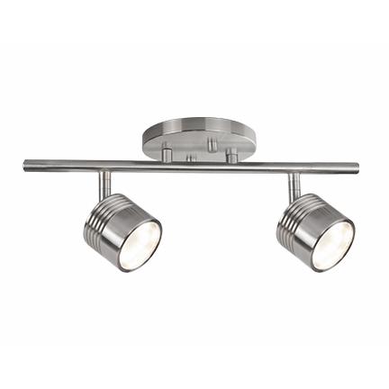 Modern LED Single Fixed Track Fixture - Brushed Nickel/2 Light