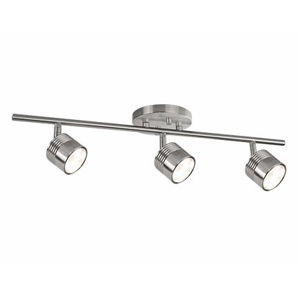 Modern LED Single Fixed Track Fixture - Brushed Nickel/3 Light