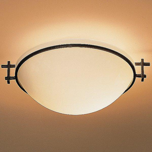 Moonband Semi Flush Ceiling Light - Opal/Natural Iron