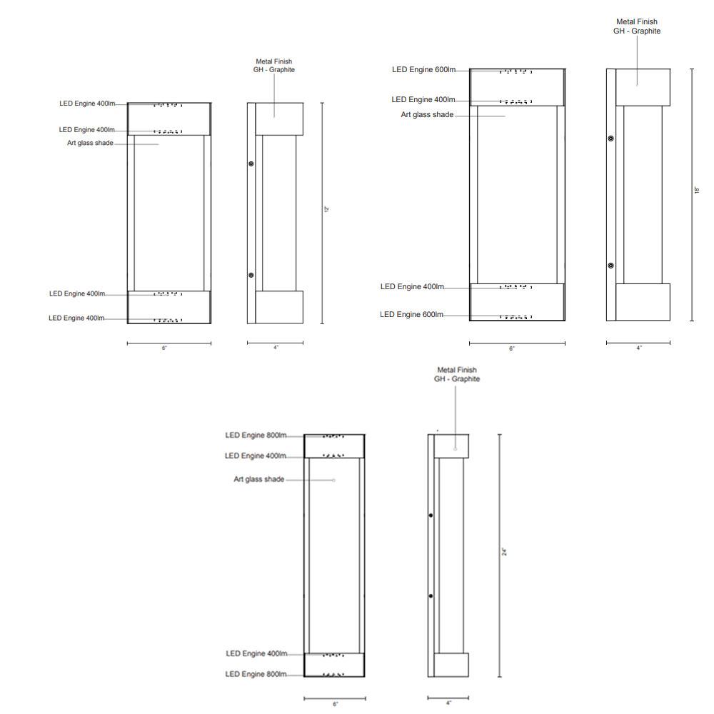 Moondew LED Outdoor Wall Sconce - Diagram