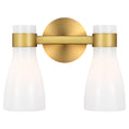 Load image into Gallery viewer, Moritz White Glass Vanity 2-Light - Burnished Brass Finish
