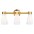 Load image into Gallery viewer, Moritz White Glass Vanity 3-Light - Burnished Brass Finish
