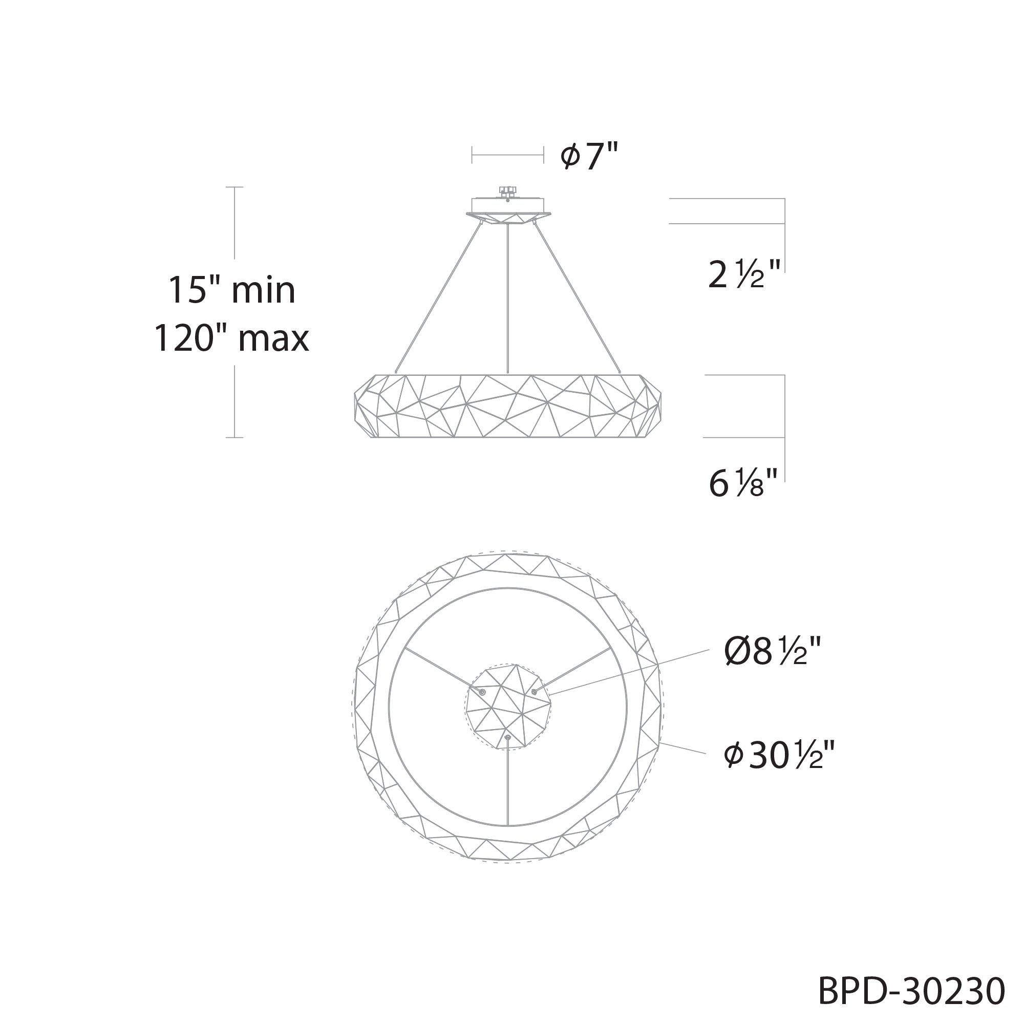 Mosaic LED Pendant Light - Diagram